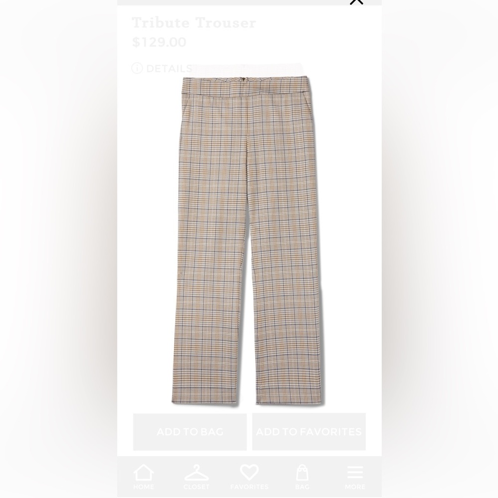 CAbi Plaid Tribute Trousers - Tan and Blue